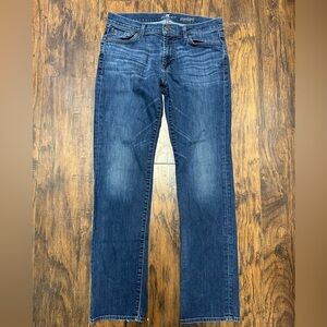 7 For All Mankind Standard Straight Leg Jeans Size 34 Medium Wash Stretch Denim